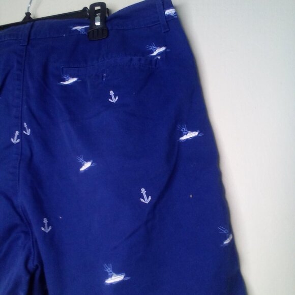 Saddlebred Shorts Men 38 Casual Chino Boat Anchor Nautical Blue White - Picture 14 of 14